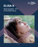 Cartell del Transhumant Cinema per a la projecció d'Elisa K. 15 de novembre a les 17 h al CIR de Madremanya. La imatge mostra un primer pla de perfil d'una dona jove estirada en una hamaca, mirant cap amunt amb expressió reflexiva.